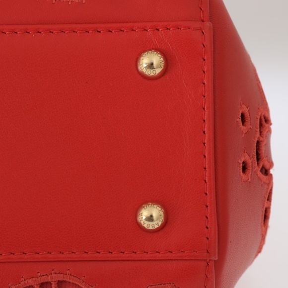 Dolce&Gabbana Red Sicily Floral Cutout Leather Bag - Picture 4 of 8